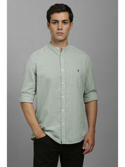 Louis Philippe - Men Green Slim Fit Stripes Full Sleeves Casual Shirt