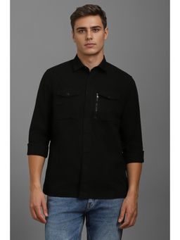 Louis Philippe - Men Black Slim Fit Solid Full Sleeves Casual Shirt