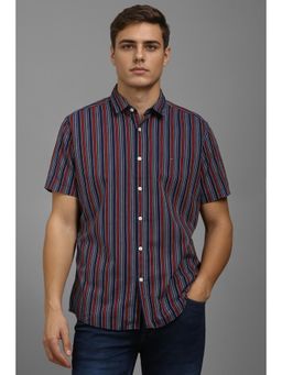 Louis Philippe - Men Multi-Color Slim Fit Stripes Half Sleeves Casual Shirt