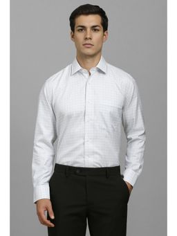 Louis Philippe - Men White Classic Fit Checks Full Sleeves Formal Shirt