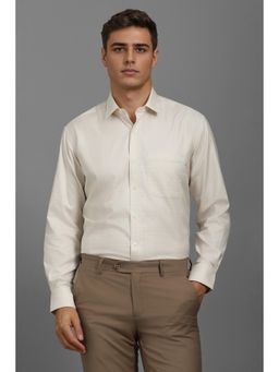 Louis Philippe - Men Cream Classic Fit Checks Full Sleeves Formal Shirt