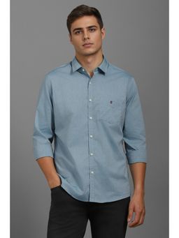 Louis Philippe - Men Blue Slim Fit Textured Full Sleeves Casual Shirt
