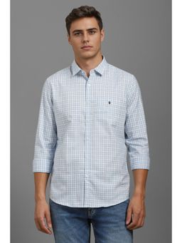 Louis Philippe - Men White Super Slim Fit Checks Full Sleeves Casual Shirt