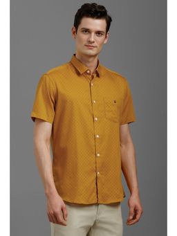 Louis Philippe - Men Yellow Slim Fit Print Half Sleeves Casual Shirt