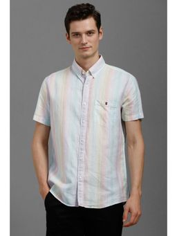 Louis Philippe - Men Multi-Color Slim Fit Stripes Half Sleeves Casual Shirt