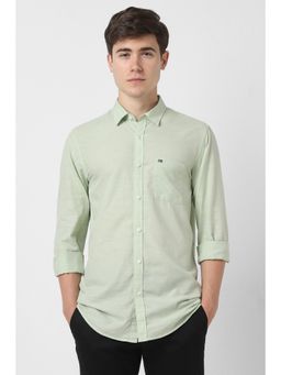 Peter England - Men Green Slim Fit Textured Shirt