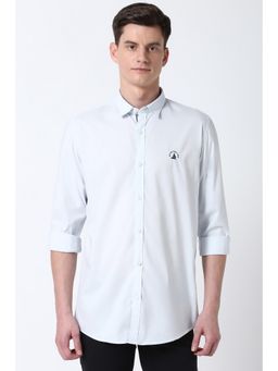 Peter England - Men Light Blue Slim Fit Print Shirt