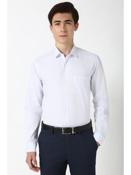 Peter England - Men White Stripes Slim Fit Formal Shirt