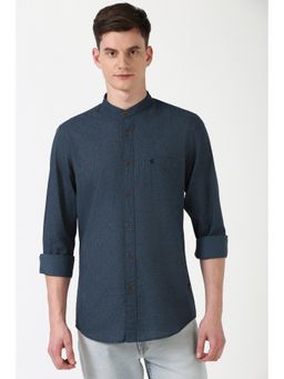 Peter England - Men Blue Slim Fit Print Shirt