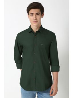 Peter England - Men Green Slim Fit Print Shirt