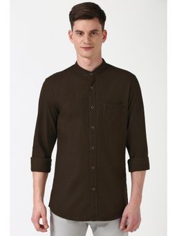 Peter England - Men Brown Slim Fit Print Shirt