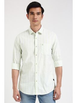 Peter England - Men White Slim Fit Stripe Shirt