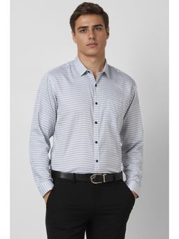 Van Heusen - Men White Slim Fit Print Full Sleeves Party Shirt