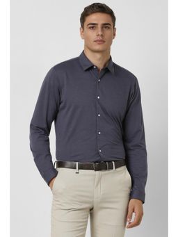 Van Heusen - Men Grey Slim Fit Textured Full Sleeves Party Shirt