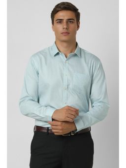 Van Heusen - Men Light Blue Slim Fit Print Full Sleeves Party Shirt