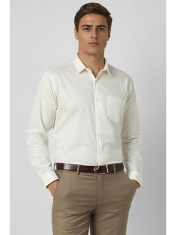 Van Heusen - Men Cream Slim Fit Solid Full Sleeves Party Shirt