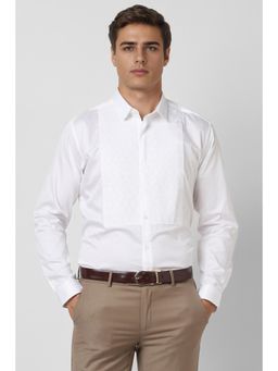 Van Heusen - Men White Slim Fit Textured Full Sleeves Party Shirt