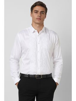 Van Heusen - Men White Slim Fit Embroidered Full Sleeves Party Shirt