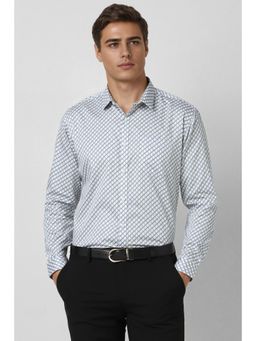 Van Heusen - Men White Slim Fit Print Full Sleeves Party Shirt