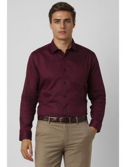 Van Heusen - Men Maroon Slim Fit Solid Full Sleeves Party Shirt