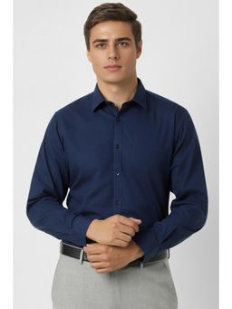 Van Heusen - Men Navy Blue Regular Fit Solid Full Sleeves Formal Shirt