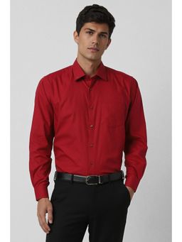 Van Heusen - Men Red Regular Fit Solid Full Sleeves Wedding Shirt