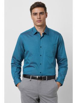 Van Heusen - Men Blue Regular Fit Textured Full Sleeves Wedding Shirt