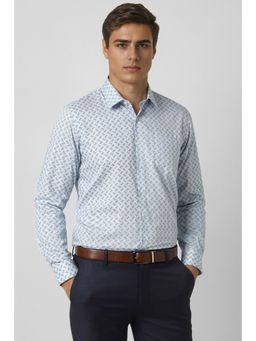 Van Heusen - Men White Slim Fit Print Full Sleeves Wedding Shirt