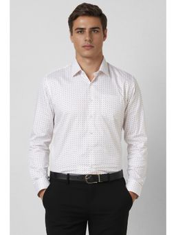 Van Heusen - Men White Slim Fit Print Full Sleeves Wedding Shirt