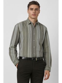 Van Heusen - Men Grey Regular Fit Stripes Full Sleeves Formal Shirt