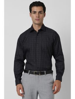 Van Heusen - Men Black Regular Fit Checks Full Sleeves Formal Shirt