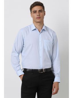 Van Heusen - Men Light Blue Regular Fit Checks Full Sleeves Formal Shirt