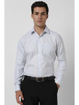Van Heusen - Men White Slim Fit Checks Full Sleeves Formal Shirt