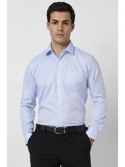 Van Heusen - Men Blue Slim Fit Checks Full Sleeves Formal Shirt