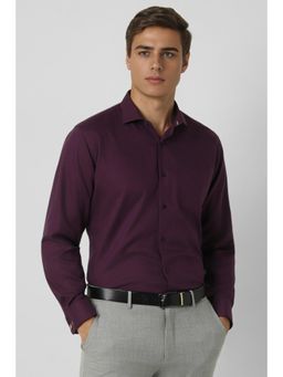 Van Heusen - Men Purple Regular Fit Textured Full Sleeves Formal Shirt