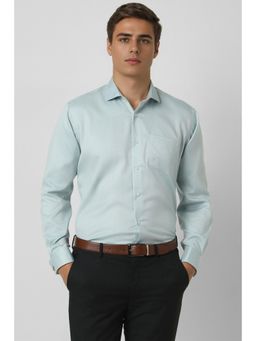 Van Heusen - Men Light Blue Regular Fit Textured Full Sleeves Formal Shirt