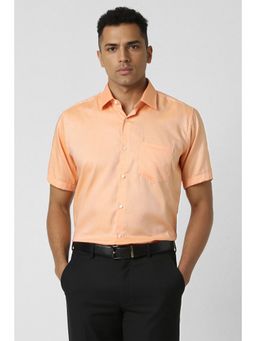 Van Heusen - Men Peach Regular Fit Solid Half Sleeves Wedding Shirt