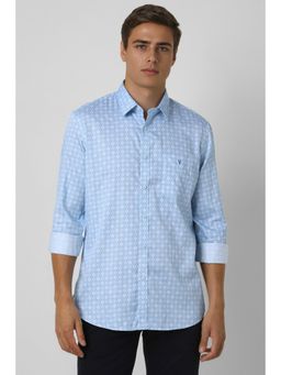 Van Heusen - Men Blue Slim Fit Print Full Sleeves Casual Shirt