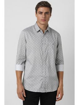 Van Heusen - Men Grey Slim Fit Print Full Sleeves Casual Shirt