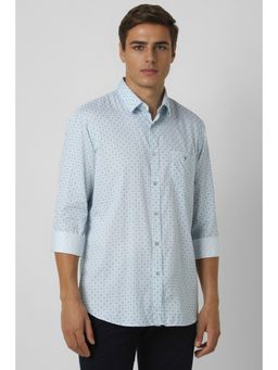 Van Heusen - Men White Slim Fit Print Full Sleeves Casual Shirt