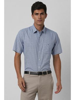 Van Heusen - Men Blue Slim Fit Checks Half Sleeves Casual Shirt