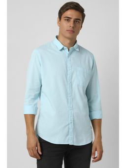 Van Heusen - Men Light Blue Slim Fit Solid Full Sleeves Casual Shirt