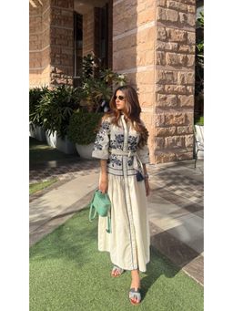 RUIAAN - Womens Serene White Embroidered Dress and Belt