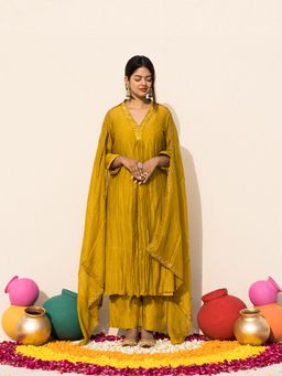 MITHI SUPARI - Mustard Chameli Kurta with Pant and Dupatta (Set of 3)