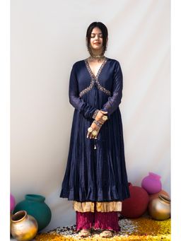 MITHI SUPARI - Navy Blue Kumudini Embroidered and Sequined Work Kurta