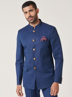 MR BUTTON - Blue Men Slim Fit Bandhgala