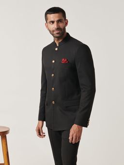 MR BUTTON - Black Slim Fit Bandhgala