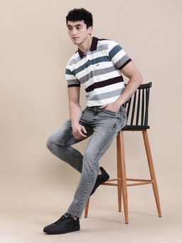 Crocodile - Men'S Regular Fit Multi Color Striped Slim Fit Polo T-Shirt