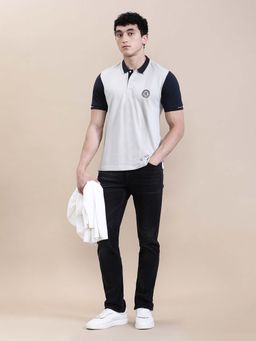 Crocodile - Men'S Regular Fit Panel Print with Cheese Embroidery Polo T-Shirt