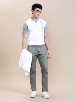 Crocodile - Men'S Regular Fit Panel Print with Cheese Embroidery Polo T-Shirt